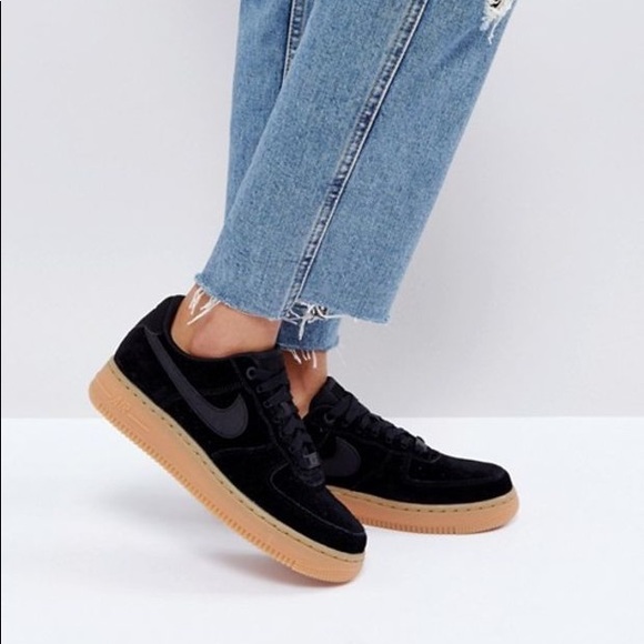 nike air force black suede gum sole